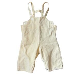 Vintage boys pale yellow corduroy overalls made in Japan size 9 months retro